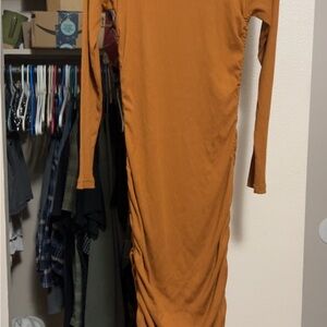 ILLA ILLA Long Sleeve Ruched Bodycon Dress - Burnt Orange